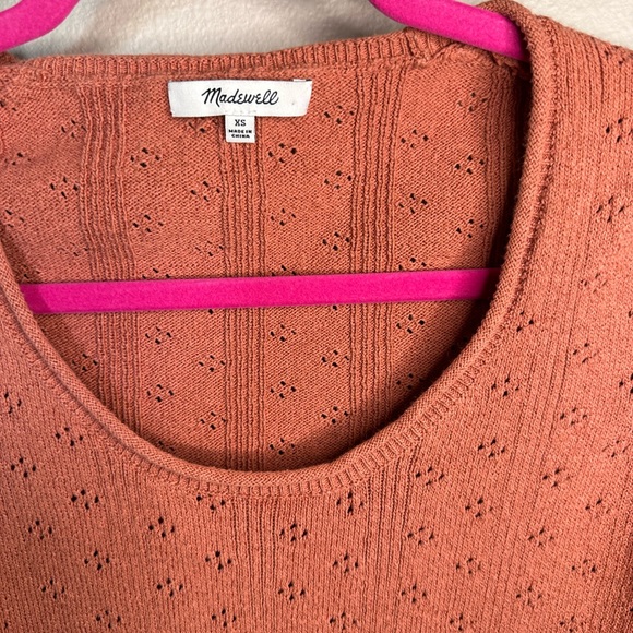 Madewell Women’s Orange Pointelle Wilford Sweater Tee - Picture 2 of 4